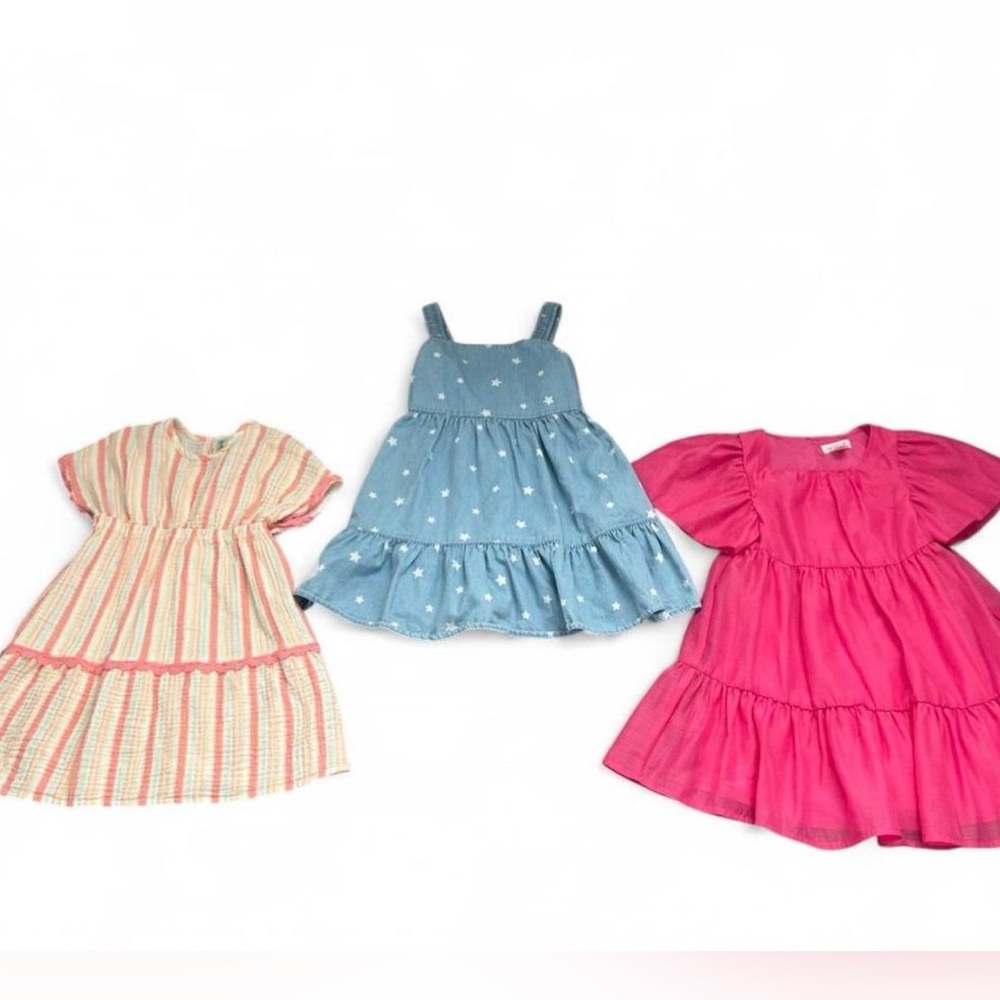 Cat & Jack Pink, Blue, and Striped Dress Trio
